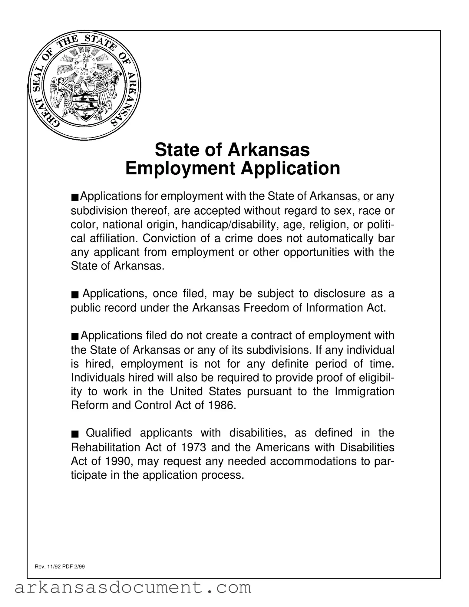 Fill Your Arkansas Employment Application Form