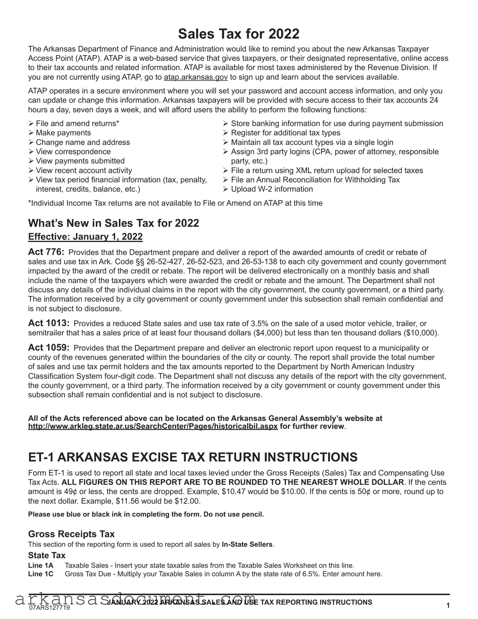 Fill Your Arkansas Et 1 Form