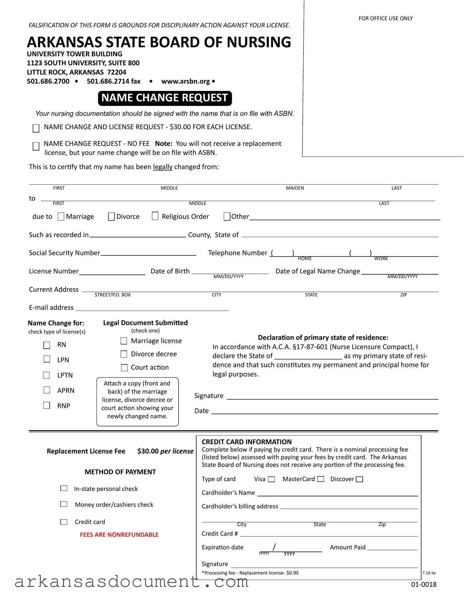 Fill Your Arkansas Name Change Request Form