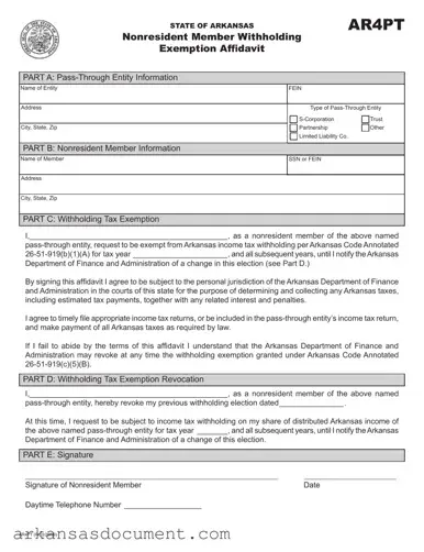 Fill Your Arkansas Ar4Pt Form