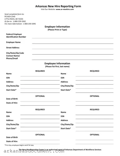 Fill Your Arkansas New Hire Reporting Form