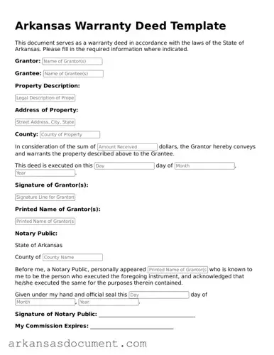 Printable  Deed Template for Arkansas